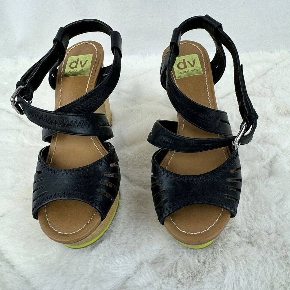 DV by Dolce Vita Women's Colette Sandals Platform Heels Black Size 9